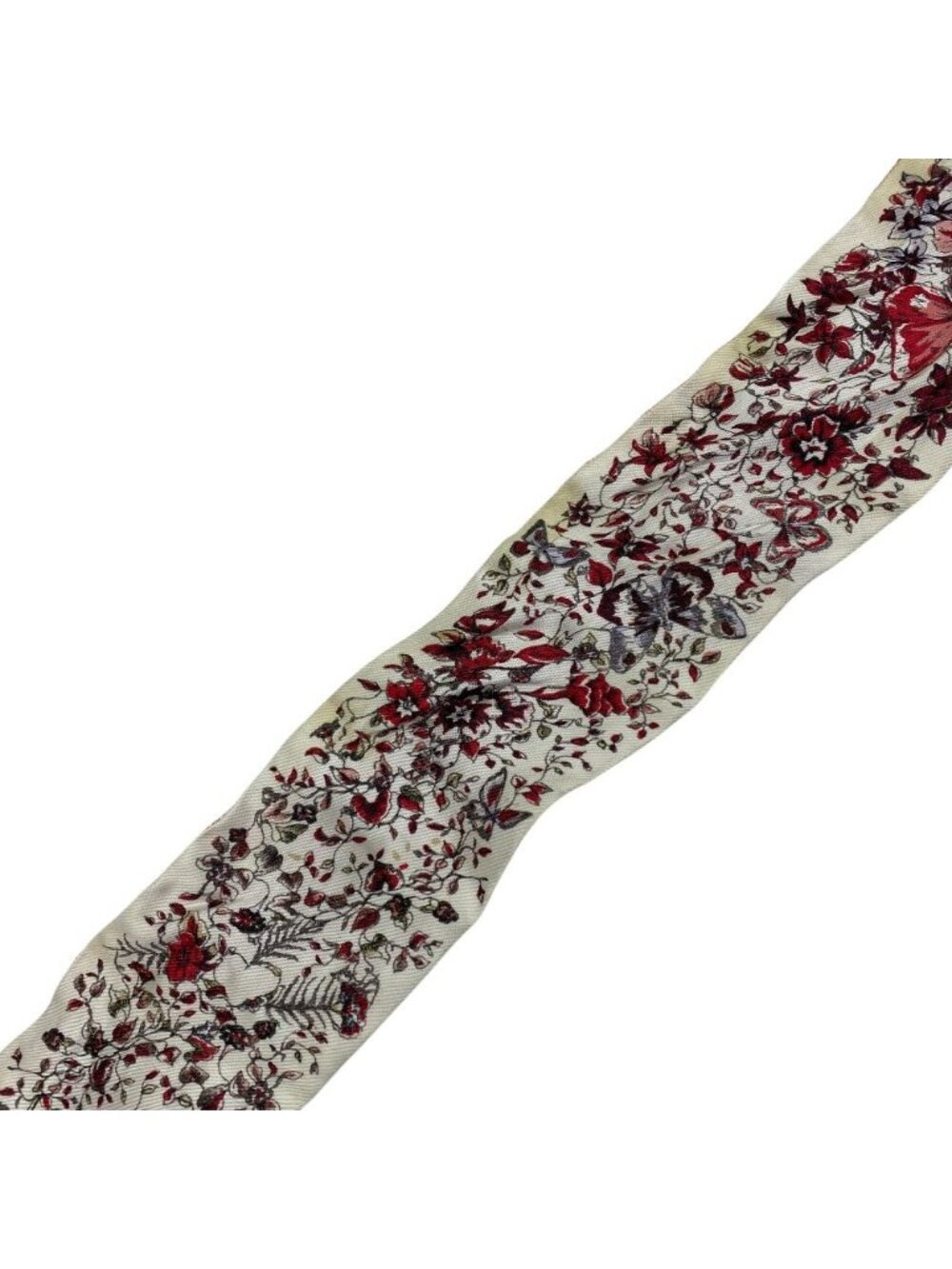 Dior Mitzah Scarf Ribbon Silk Twill Floral Pattern Flower Red White Multicolor - Picture 8 of 9